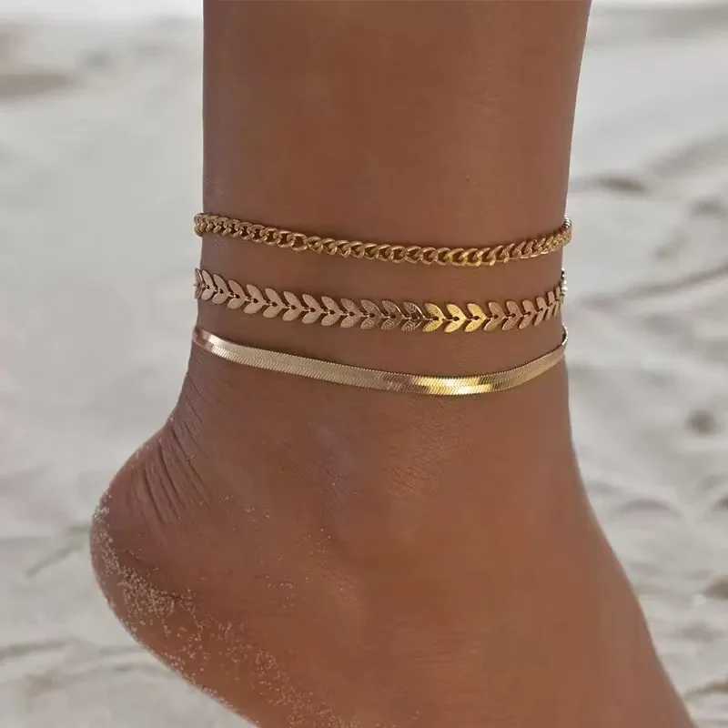Summer Beach Exquisite 3-layer Chain Anklet Suitable For Friends The Best Gift W250604