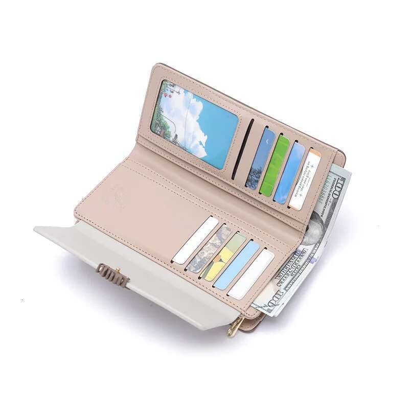 Autumn and winter new wallet women's long Korean PU printed zipper buckle folding can be expanded large capacity multi-card fash