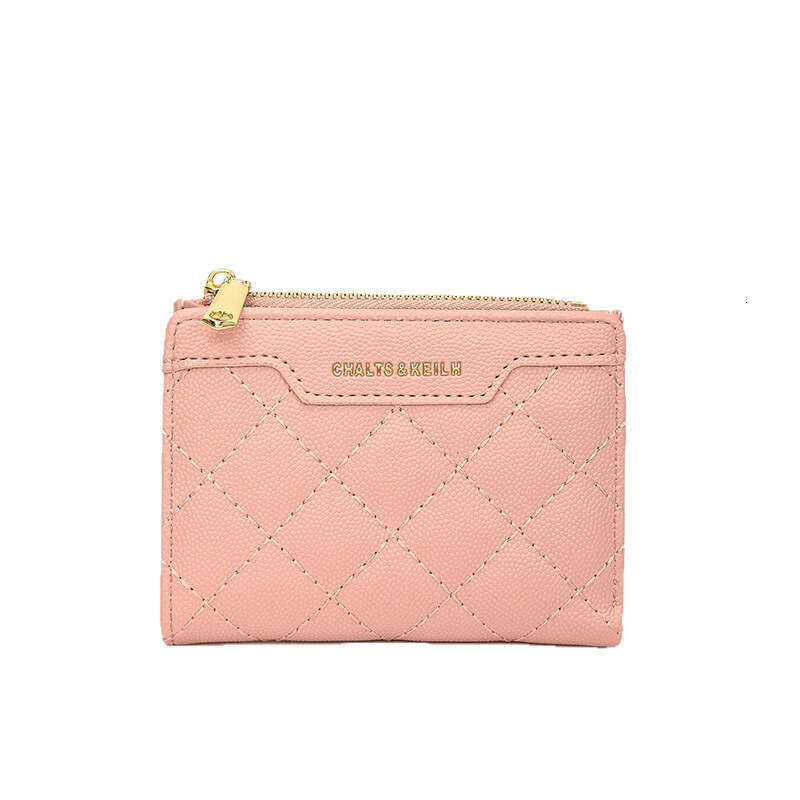 Fashion Women's Short Quilted Solid Color Multi-Card Slot Zipper Coin Purse Trendy Exquisite Wallet for Women