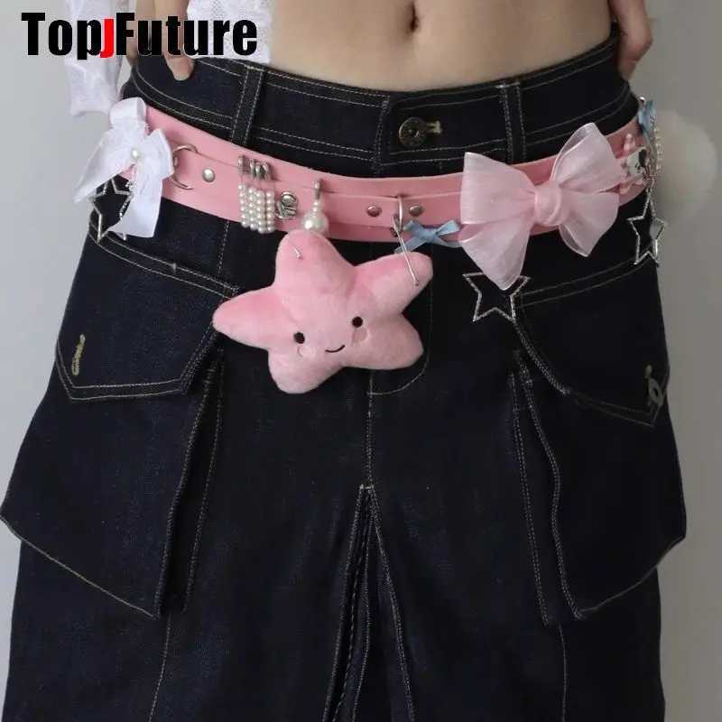 Women HAND MAKE Gothic Lolita Punk Harajuku full of pendants belt princess Y2K girl Millennium Spicy Girl heart star bow belt W250604