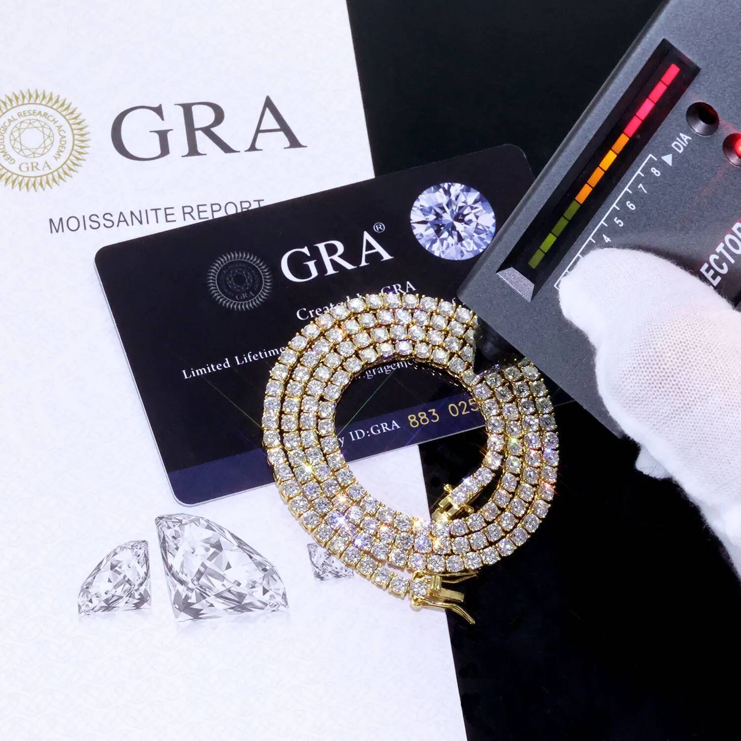 ESKEEM Moissanite Necklace Sier Iced Out VVS Pass Dia Tester 2/3/4/5mm Tennis Chain Fine Jewelry