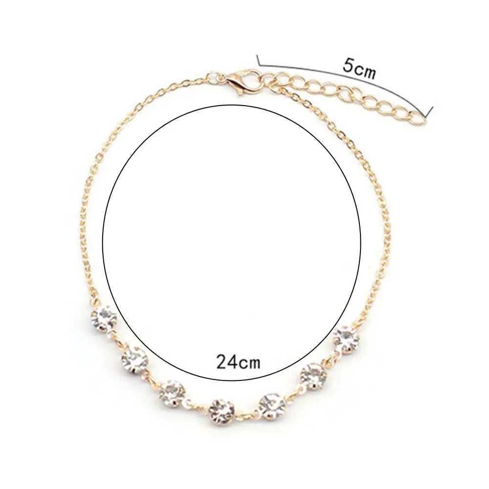 Women Fashion Foot Ankle Crystal Summer Beach Birthday Gift Barefoot Foot Chains Sandal Rhinestone Anklets W250604