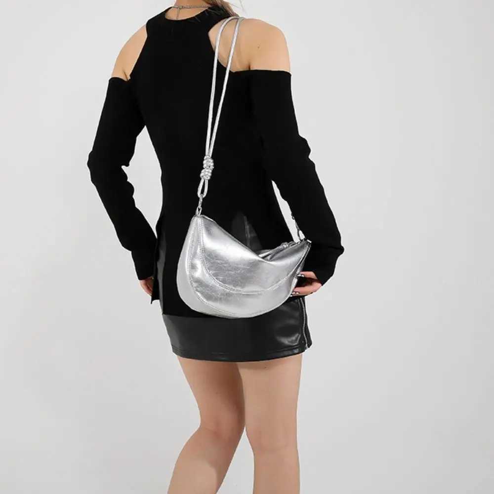 PU Leather Retro Saddle Bag Korean Style Fashion Design Crossbody Bags Solid Color Shoulder Bag Versatile Dumplings Bag Outdoor XJ250604