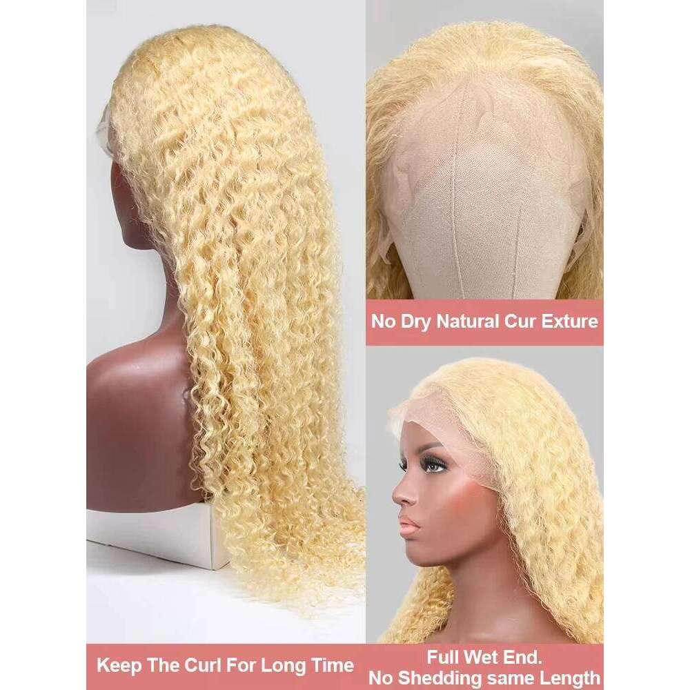 250 Density 613 Curly Honey Blonde 13x6 Front Human Hair Wigs Deep Transparent Water Wave Color 13x4 Lace Frontal Wig