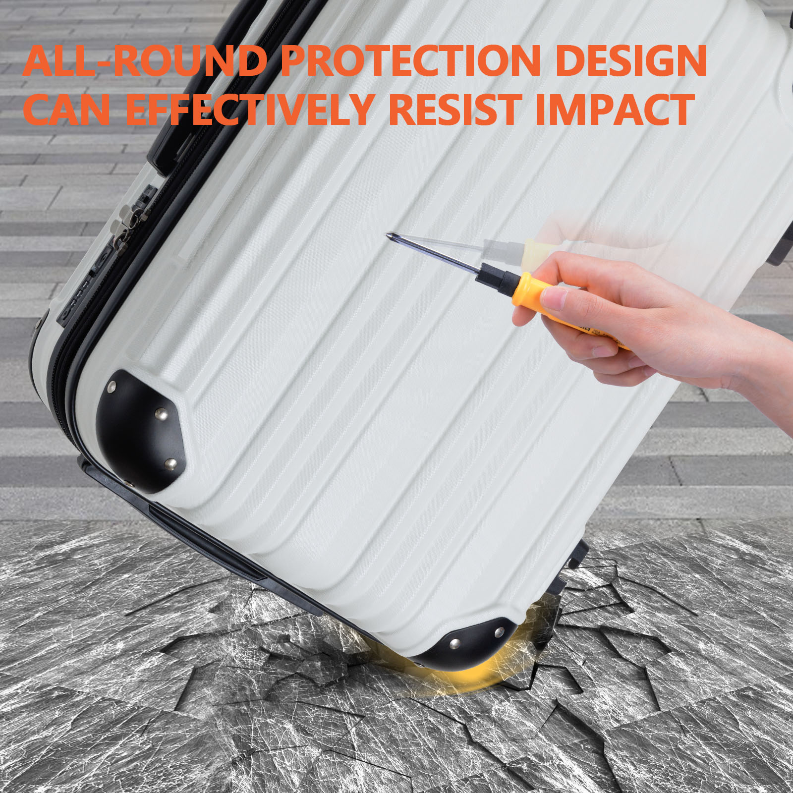Expandable Carry On Suitcase 24inch with TSA Lock, ABS Luggage & Corner Protector for Personal Travel & Business Trips