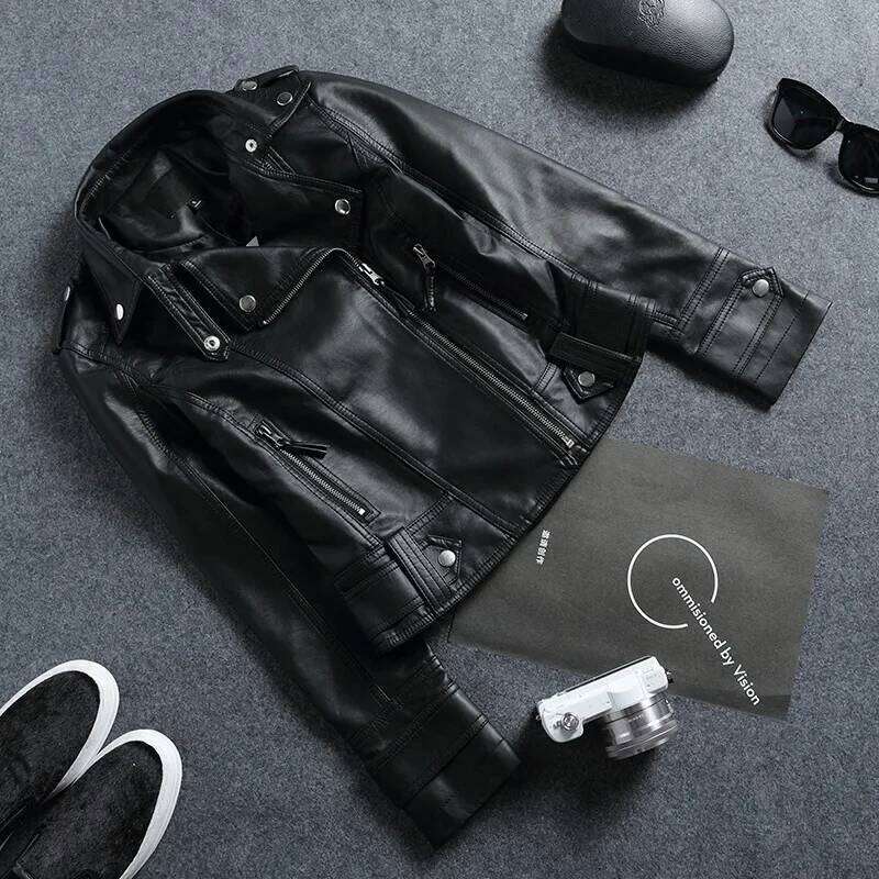 Pop Fall Women Short Black PU Gothic Punk Style Fashion Motorcycle Leather Jacket Casual Wild Coat Goth Winter Coats