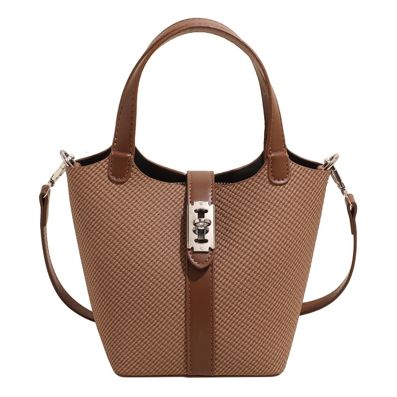 designer Korean Style Niche Mother-Daughter Bag Simple Lock Handheld Bucket Bag for Women 2025 New Daily Commuter Shoulder Crossbody Bag