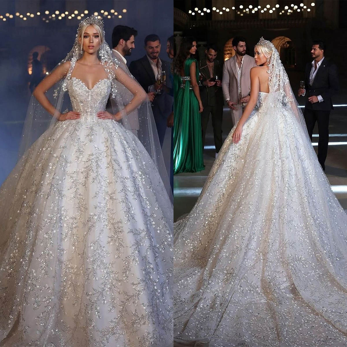 Princess Ball Gown Wedding Dresses 3D Sequins Flowers Sweetheart Neck Bridal Gowns Sexy Customized Backless Bride Dress