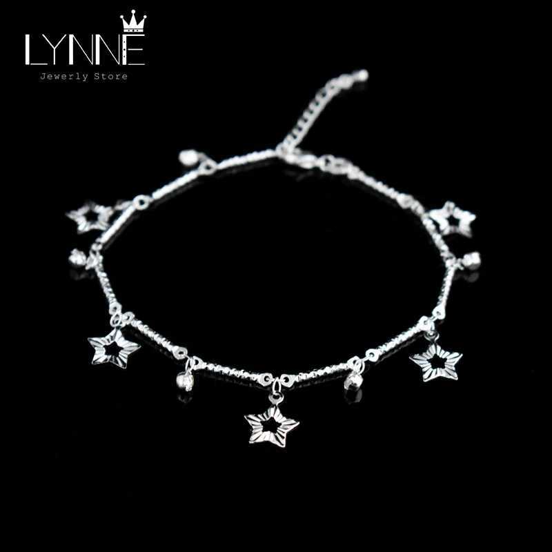 New Fashion Ladies Rhinestone Beach Silver Plated Anklet Star CZ Pendant Foot Chain Silver Color Anklets Bracelets Women Jewelry W250604