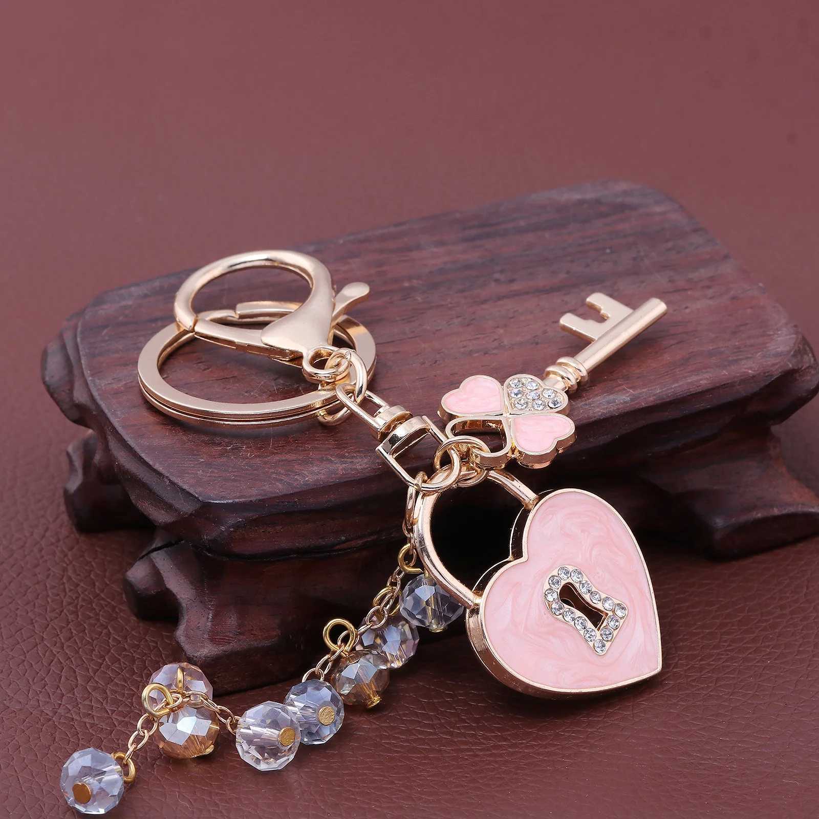 New Fashion Rhinestone Bow Key And Heart Lock Bag Keychain For Women Bag Charm Key Chain Birthday Gift Jewelry W250604