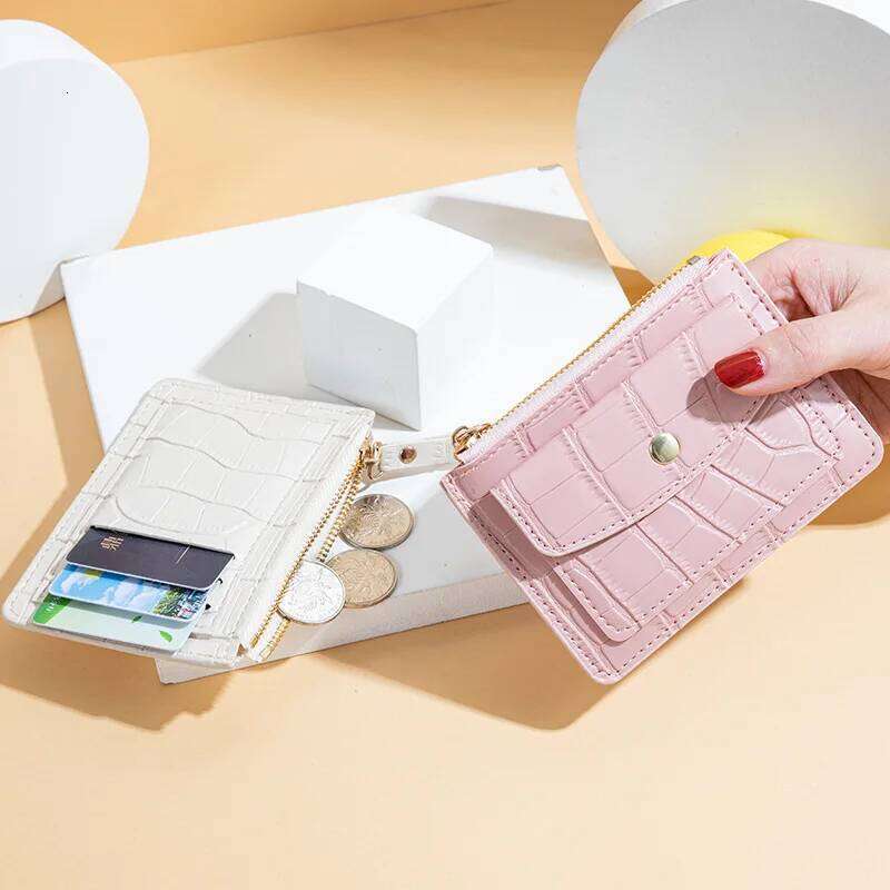 Women Slim Business Holder Men Mini Wallets Zipper Card Money Holders Vintage Short Wallet Female Thin Small Purse