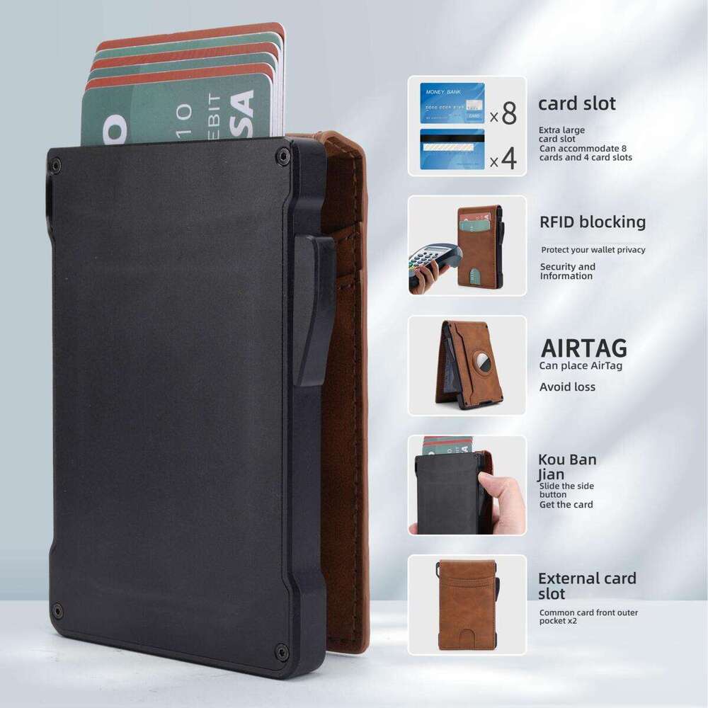 Multi-Card Slot Anti-Theft Multi-Function Card Holder Carbon Fiber Flip Men's Wallet