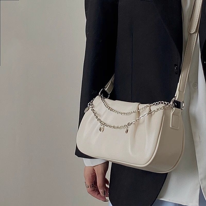 Women s Designer fashion Wrinkle fashion Personalized Bag Handbag Simple Multi functional Fashion Zipper Chain Underarm Bag Shoulder Bag