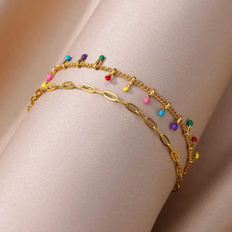 Anklets for Women Summer Beach Accessories Stainless Steel Imitation Pearl Chain Anklet Gold Color Leg Bracelets Bodychain Gifts W250604