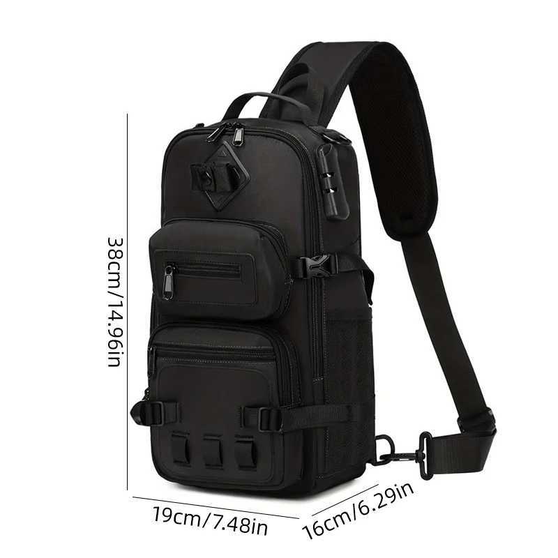Mens Tactical Chest Bag Multifunctional Sling Backpack Outdoor Hiking Climbing Trekking Rig Pouch Casual Messenger Fanny Pack W250603