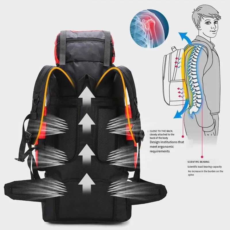 Fashion Outdoor Sport Bag Unisex Multifunctional Breathable Waterproof 90L High-Capacity Lightweight Mountaineering Backpack W250603