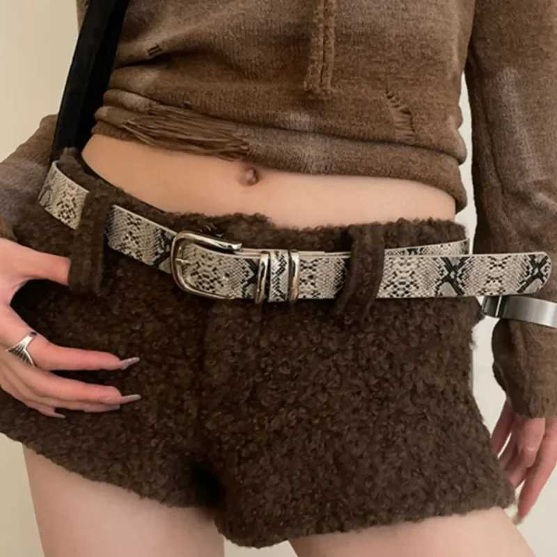 Y2K Leopard Print Belt Snake Skin Pattern PU Leather Belts Jeans Pin Buckle Closure Waistband Men Women Adjustable Cool Belt W250604