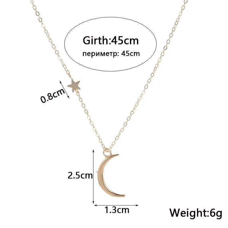 New Fashion Star Moon Necklaces for Women Gold Color Metal Links Short Chain Neck Jewelry Sexy Female Clavicle Necklaces CollarXJ250604