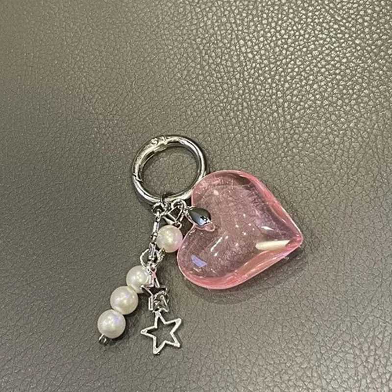 Keychain Y2K Red heart-shaped pearl valentine day gift New Design purse charms Car Goth Vintage Cute keychain accessory W250604