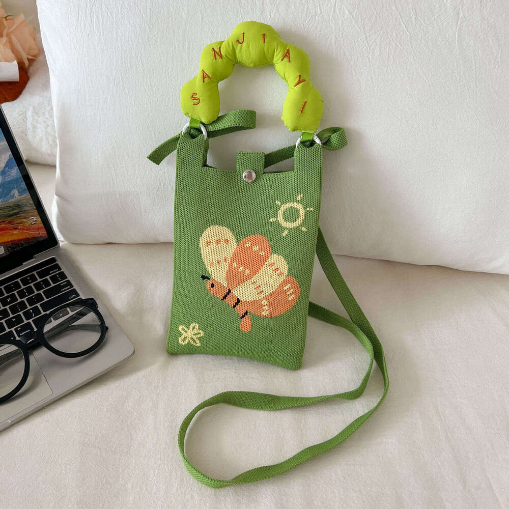 Korean INS Knitted Handbag New Convenient Storage Student Cute Cartoon Fashion Crossbody Bag