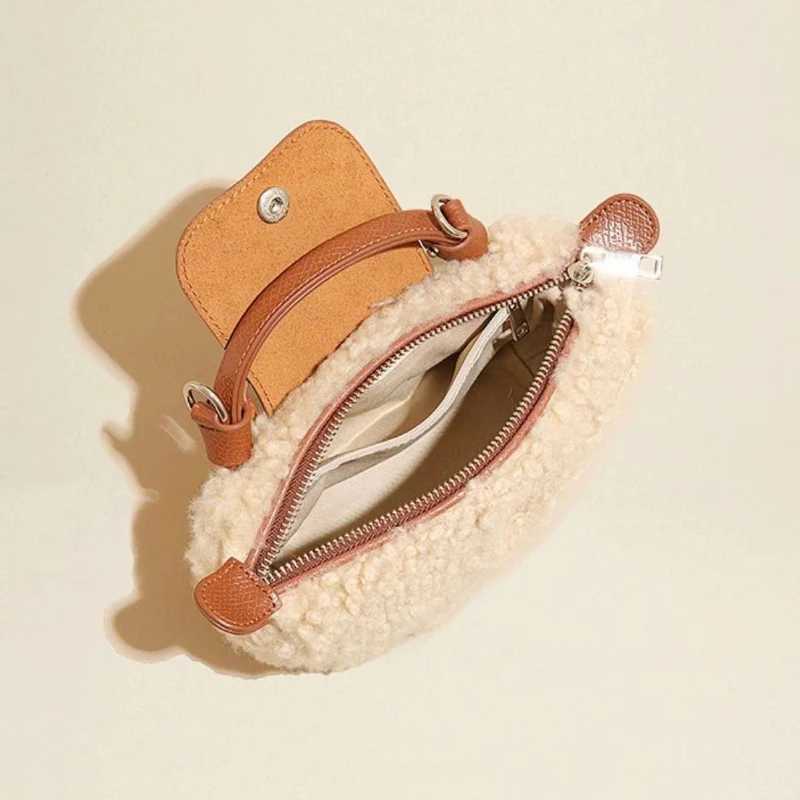 Lamb Bag Mini Handheld Hairy Bag for Women 2025 New Versatile One Shoulder Crossbody Dumpling Bag XJ250604