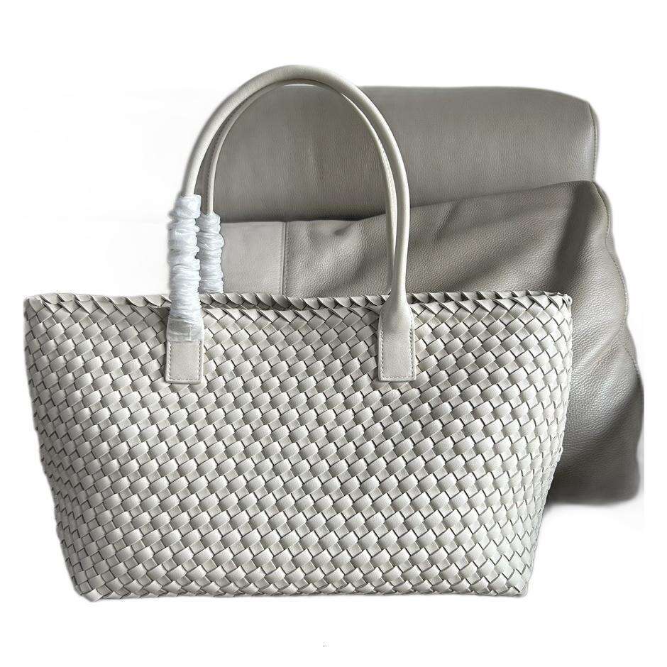 Woven Bag Leather Autumn Winter Genuine Leather Woven Large Capacity Mother And Child Tote Handheld Shoulder Underarm Grocery Basket Mommy Bag Soft Wo