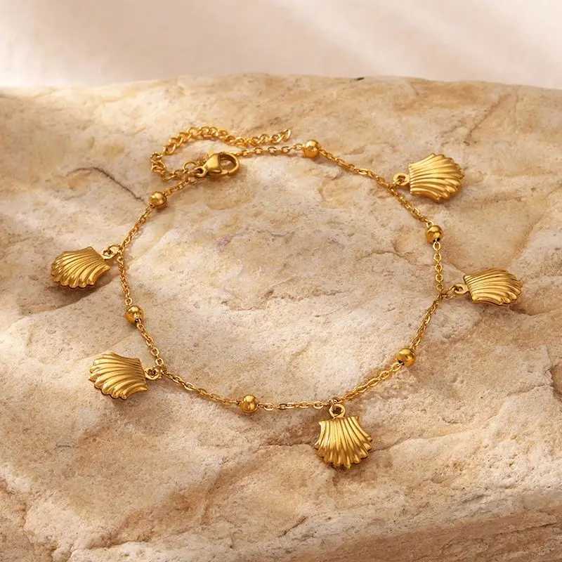 Fashion Shell Anklets for Women Stainless Steel Gold Color Leg Chain Ankle Bracelet Femme Summer Beach Foot Jewelry Gift W250604