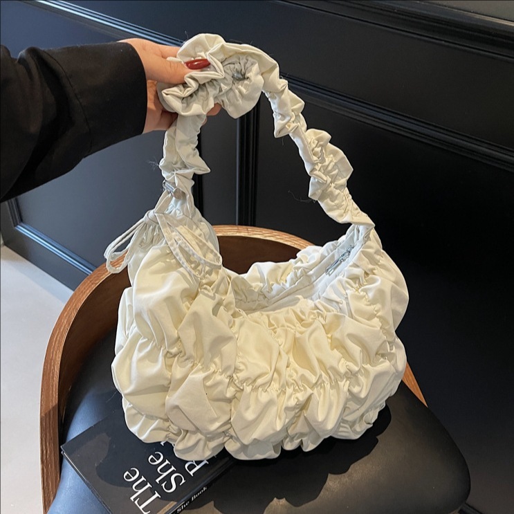 designer Trendy Solid Color Fashion Large Capacity Pleated Shoulder Bag for Women 2025 New Stylish Versatile Simple Casual Crossbody Bag