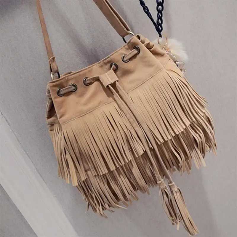Suede Fringe Women Messenger Bags Tote Handbag Tassel Shoulder Handbags Crossbody Bag XJ250604