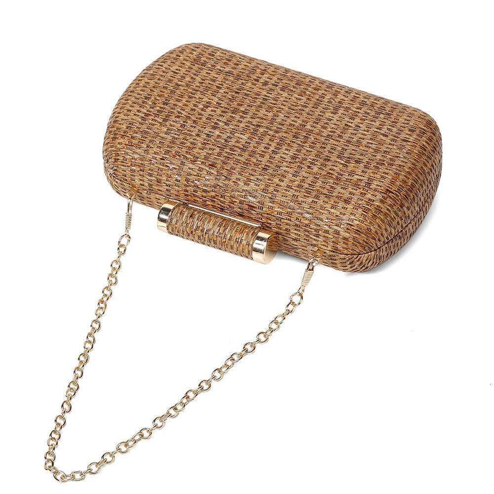 Summer Crochet Vintage Dinner Ladies Hand-Woved Evening Trend Straw Weaving Clutch Women Fashion Chian Crossbody Bag