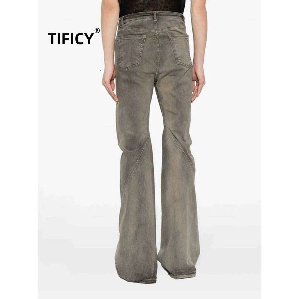 Wear Dark RO High Street Jeans Women's /Men's Washed Micro Pull Down Falling Stacking Versatile And Trendy Denim Pants