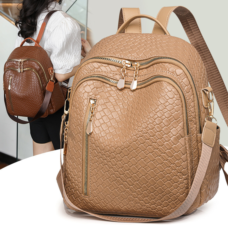 Free Shipping Backpack New Style Women's Simple Backpack Woven Designer Bag Pattern Backpack High-end Fashion Lightweight Outdoors Mom Bag