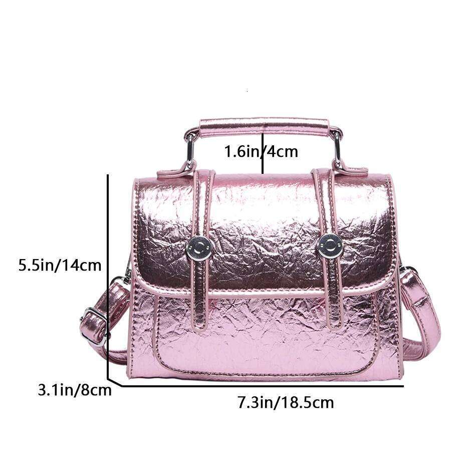 Korean Style Female Gold Sier Leather Shoulder Handbag And Purse Designer Satchel Flap Messenger Bag Trendy
