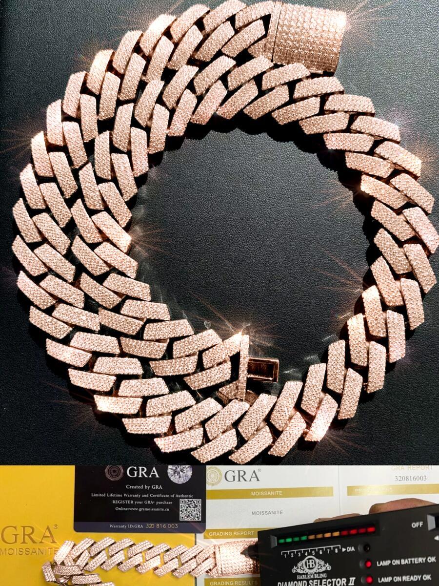 Moissanite Top Quality Iced Out 20mm Vvs Dia Cuban Link Chain Miami Hip Hop 10k Gold / Lab Grown Dias Free door-to-door delivery