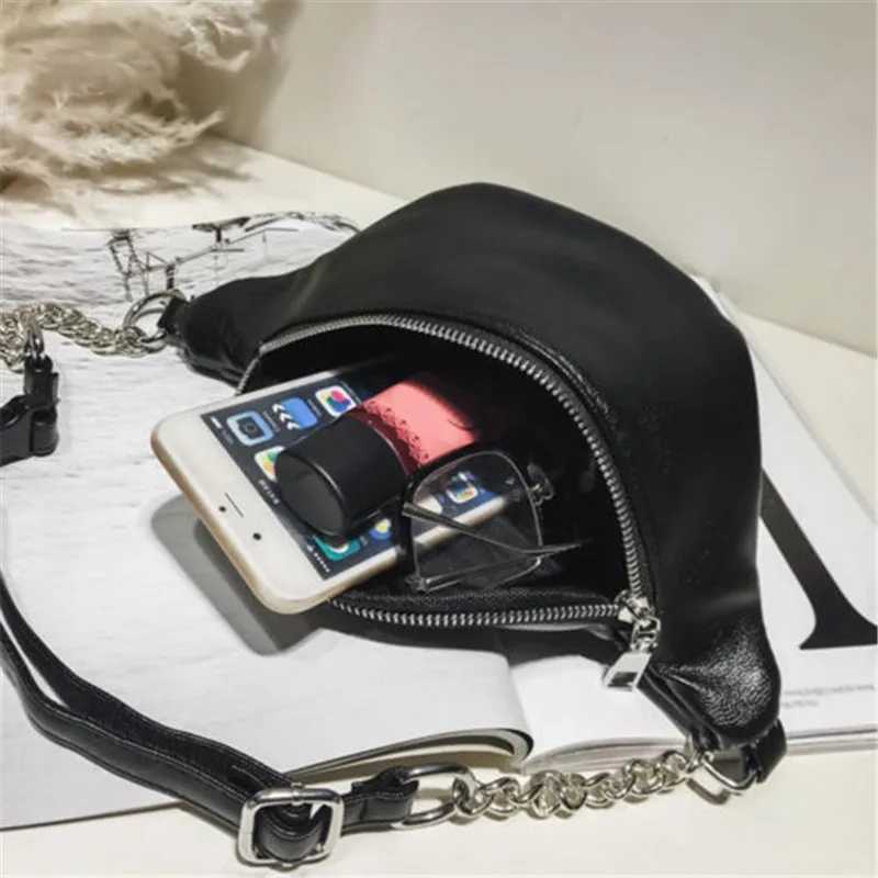 Chain Leather Waist Bag Women Fanny Pack Pu Shoulder Bags Small Purse Phone Key Pouch Large Capacity Messenger Packs W250604