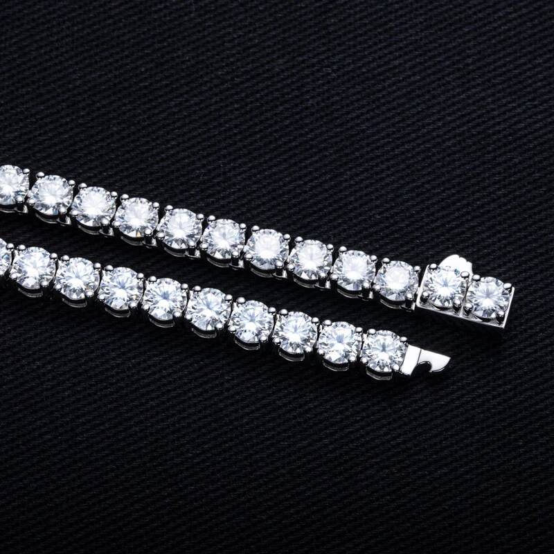 MossanRappr 3mm 5.2-6.5cttw Moissanite Dia Tennis Bracelet Sterg Sier Iced Out Hip Hop Jewelry Gifts for Men Women