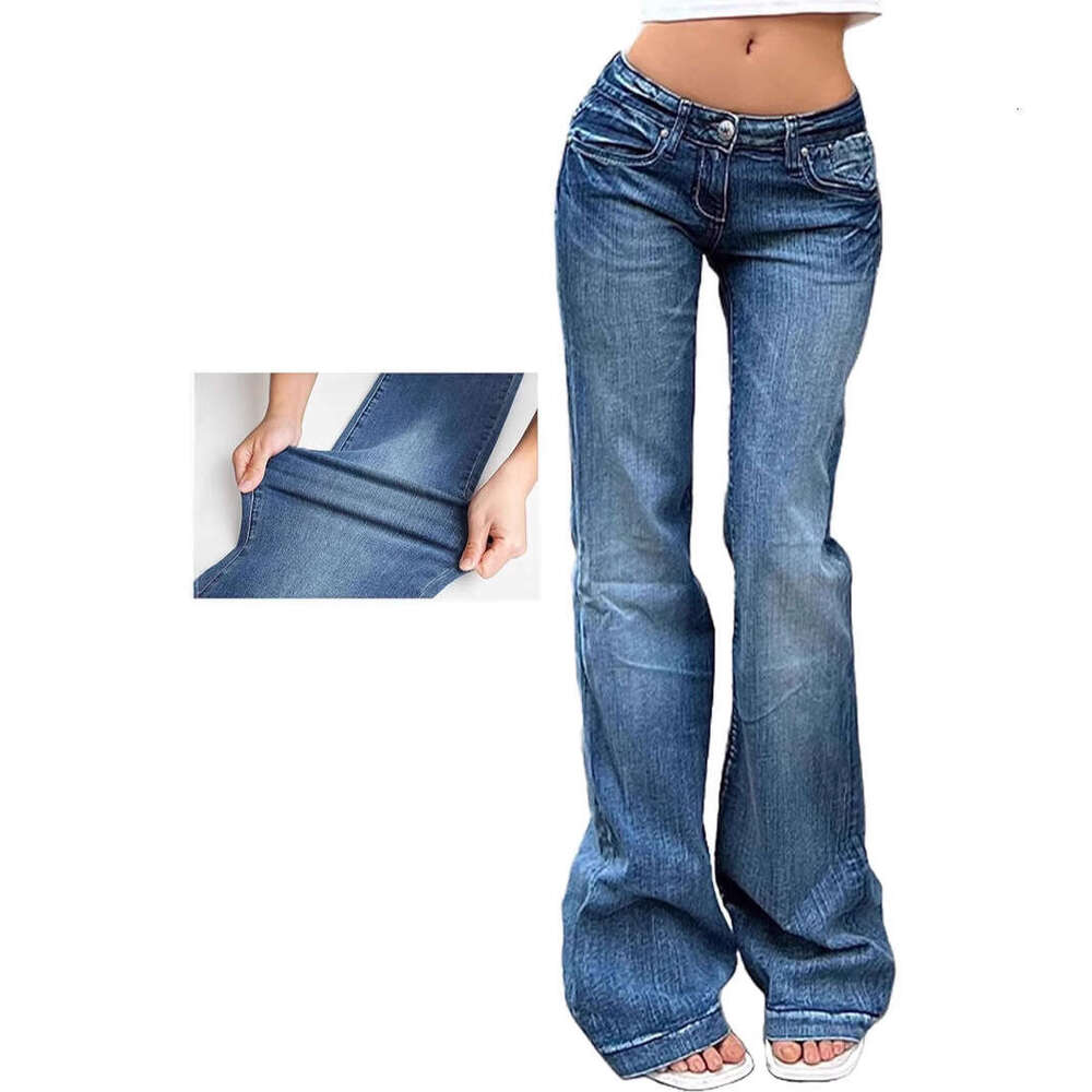 Temu American Style Spicy Girl Flared Slim Fit Stretch Jeans Women Long Pants B5