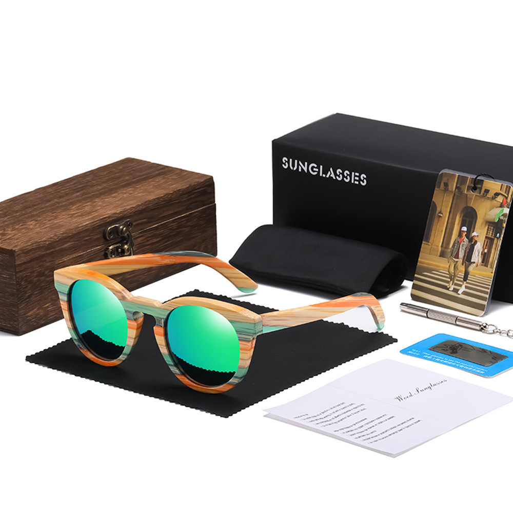GM Fashion Skateboard Wood Bamboo Sunglasses Polarized Womens er Wood Sunglasses UV400 241114