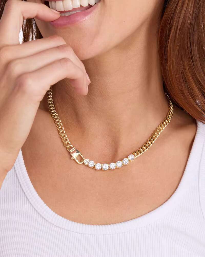 Hot Sale Mens and Womens Chain Necklace 14K Gold Plated Zircon Necklace