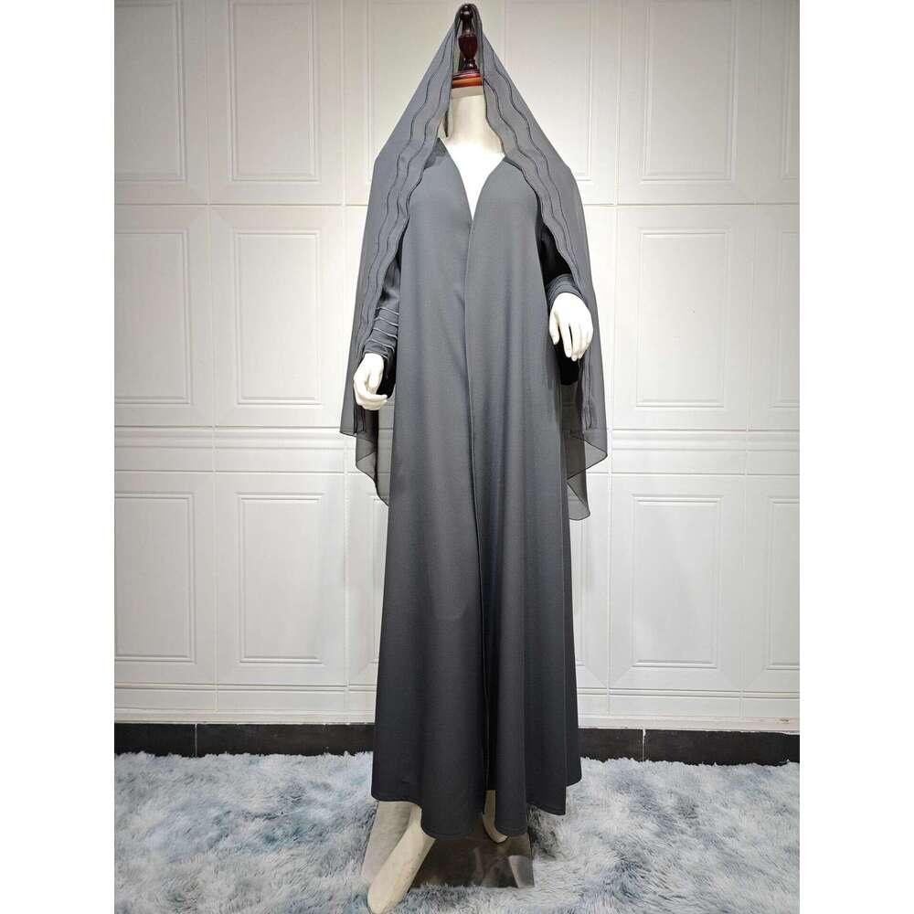 Mq084 Autumn Arab Dubai Turkey Abaya Exquisite Embroidery Jacket With Headscarf Two Pieces B5