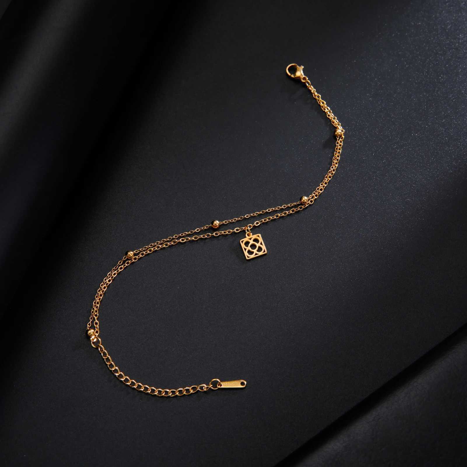 Barcelona Flower Chain Charms Summer Beach Foot Anklet for Women Stainless Steel Gold Color Bracelet Jewelry Gift 2024 New W250604