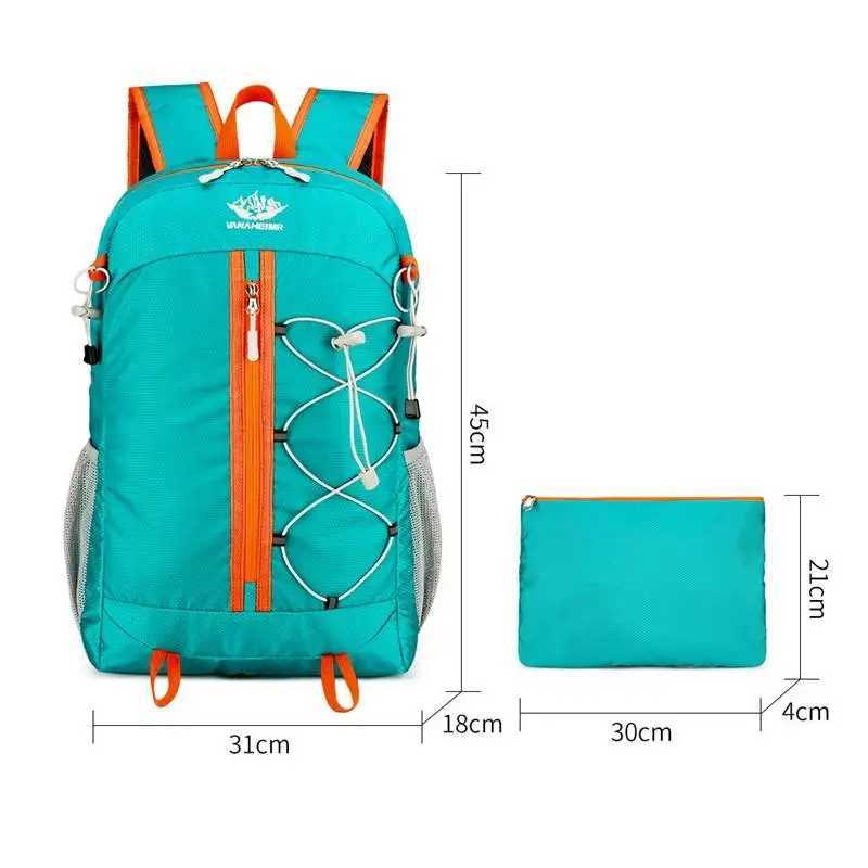 Outdoor Sports Ultra-light Large Capacity Folding Backpack with Breathable Shoulder Straps for Traveling and Hiking W250603