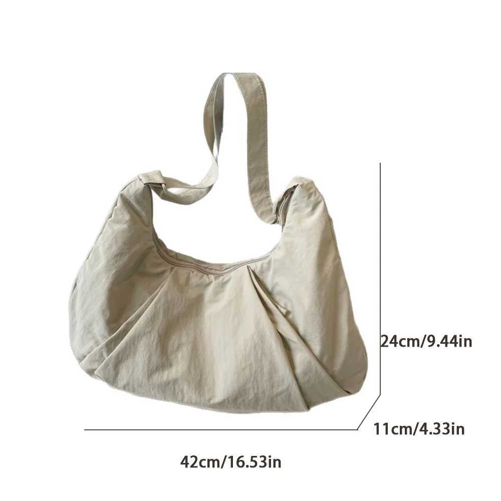 Lightweight pleated dumpling bag womens bag casual crossbody bag large-capacity versatile solid-color single-shoulder bag A-DH XJ250604