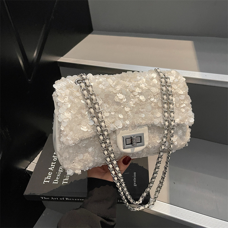 Unique Designer Chain Handbag Shoulder Bag Free Shipping 2025 Spring Summer Shopping Bag New Vintage Casual Versatile Sequin Underarm Bag For Women