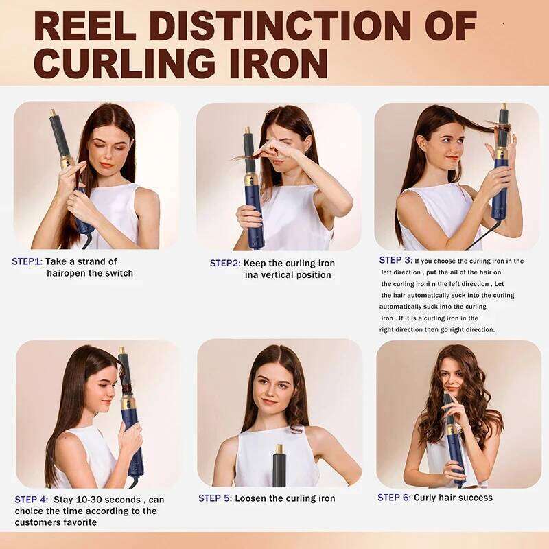 5 In 1 Hot Comb Set Professional Curling Iron Straightener Styling Tool Air Wrap Hair Dryer Household