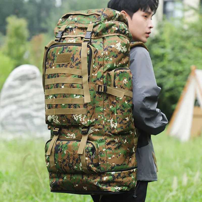 100L Outdoor Camping Backpack Hiking Bag Mens Large Capacity Storage Bag Multifunctional Travel Outdoor Luggage Climbing Bag W250603
