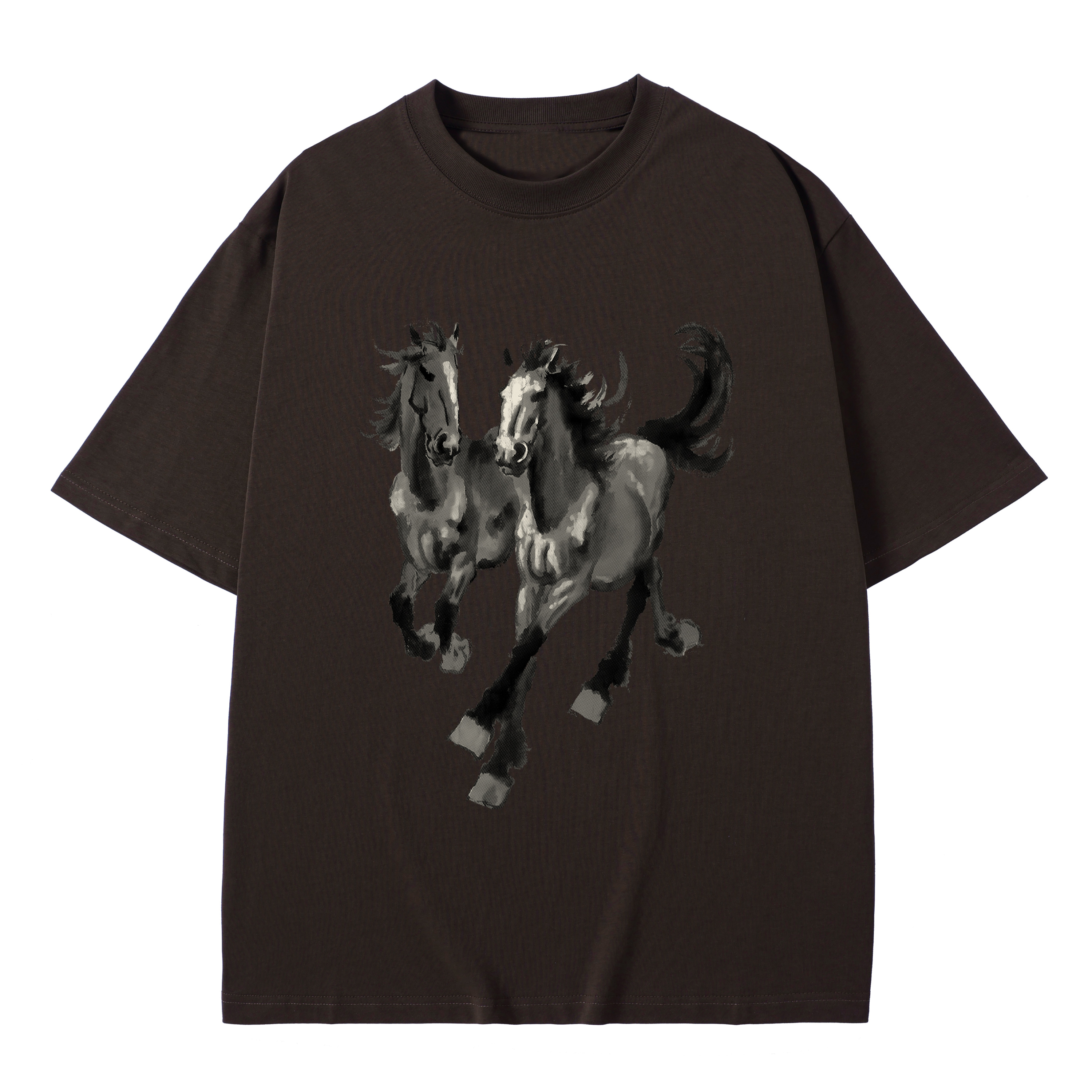 T-shirt men's top designer cotton T-shirt the silvery Steeds short sleeved clothing high-quality fashionable T-shirt BROADTRUE