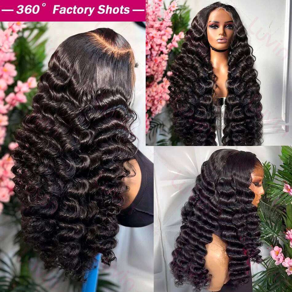 200% Loose Deep Wig Pre Cut Bleached 5x5 Wear And Go Glueless 13x4 Lace Frontal Curly Water Wave Human Hair Wigs