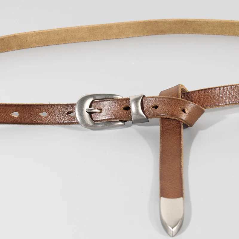 Extended Thin Section Knotted Decorative Ladies Belt All-match Slim Skirt Belt Narrow Soft Genuine Leather Womens Jeans Belt W250604