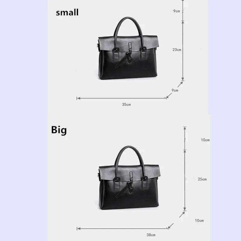 Genuine Leather Women Briefcase Business 14 Inch Laptop Handbags Female Crossbody Bag Ladies Computer Shoulder Messenger Bags